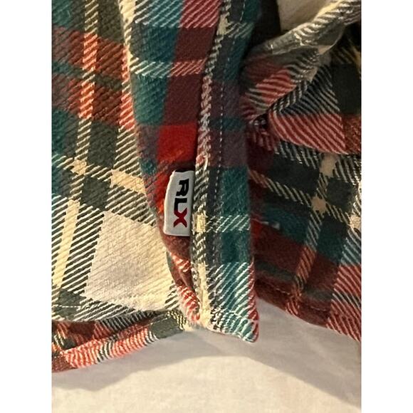 VTG 90s Polo Sport RLX Ralph Lauren Shirt Red Cream Green Plaid Button Down L - Picture 4 of 7